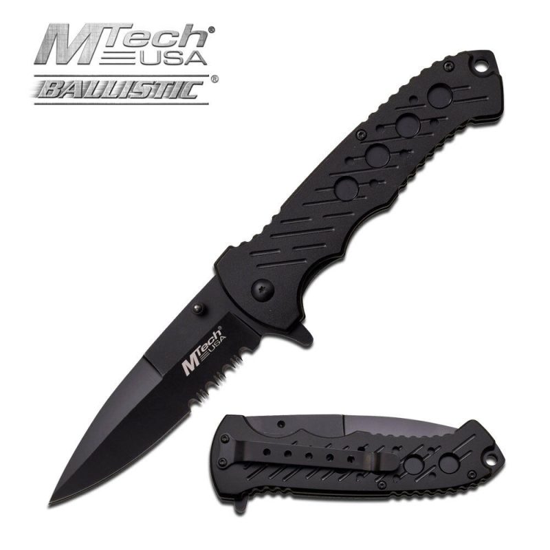 Coltello MTech MTA874BS Ballistic Black P/serrated